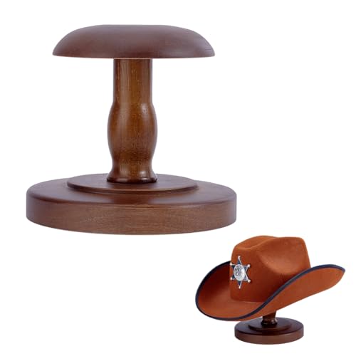 UNICRAFTALE 1 Set 16.1x15cm Hutständer Vintage Stil Pilzform Holz Kaffeehut Präsentationsständer Perückenhalter Präsentationsständer Cowboyhut Ständer Hut Organizer Für Schrank Heimdekoration von UNICRAFTALE