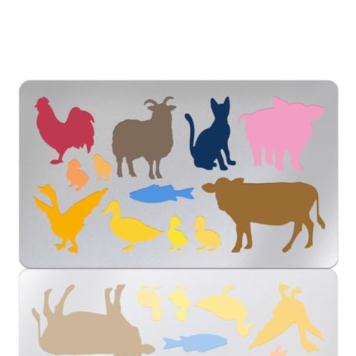 UNICRAFTALE 1 Stück Bauernhoftier Schablone Bauernhaus Schablone Metall Schablone Schwein Kuh Schaf Katze Hühner Und Enten Edelstahl Malschablone Wiederverwendbare Tier Vorlage Für Holzmöbel von UNICRAFTALE