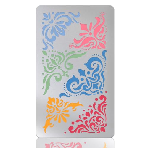 UNICRAFTALE Metallschablonen Zum Basteln Holzbrennen Blumen Eckschablonen Edelstahl Wiederverwendbare Spitzenrand Vorlagen Für Journaling Zeichnen Gravieren Scrapbooking 10cm Breit von UNICRAFTALE