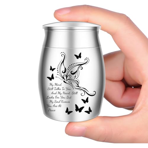 UNICRAFTALE 1 Stück Mini Urnen für Asche Kleine Kremation Asche Kleine Andenkenurne Edelstahl Gedenkaschebehälter Schmetterlingsflügel Text Mini Urnen Aschebehälter für Haustier Hund Katze UNICRAFTALE 1 Stück Mini Urnen für Asche Kleine Kremation Asche Kleine Andenkenurne Edelstahl Gedenkaschebehälter Schmetterlingsflügel Text Mini Urnen Aschebehälter für Haustier Hund Katze von UNICRAFTALE