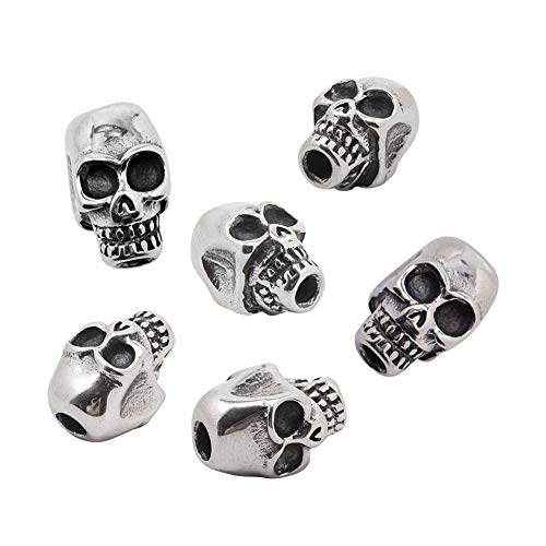 UNICRAFTALE 10 Stk Edelstahl Schädel Perlen Antik Silber Europäische Perlen Metall Schädel Zwischenperlen Halloween Skeleton Perlen für DIY Armbänder Halsketten Schmuckherstellung Loch: 3mm UNICRAFTALE 10 Stk Edelstahl Schädel Perlen Antik Silber Europäische Perlen Metall Schädel Zwischenperlen Halloween Skeleton Perlen für DIY Armbänder Halsketten Schmuckherstellung Loch: 3mm von UNICRAFTALE