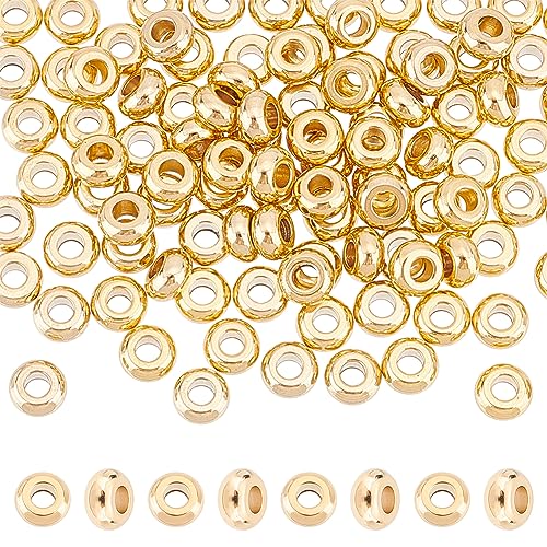 UNICRAFTALE 100 STK 4mm Durchmesser 304 Edelstahl Abstandsperlen 1.6mm Loch Metall Perlen Gold Rondelle Perlen Kleine Perlen Runde Distanzperlen Für Armbänder Halsketten Schmuckherstellung von UNICRAFTALE
