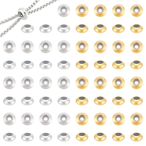 UNICRAFTALE 100 Stück 2 Farben Stopperperlen Schiebeperlen 8mm Gummiperlen Abstandsperlen Rondellperlen Lose Perlen Mit Silikon Innen Für DIY Armbänder Halsketten Schmuckherstellung von UNICRAFTALE