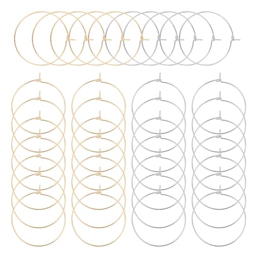 UNICRAFTALE 100 Stück 2 Farben Weinglas Charms Ringe 30 mm Perlen Ohrringe Creolen Für Die Schmuckherstellung 316 Creolen Aus Chirurgischem Edelstahl Runde Creolen Bulk Für Die Schmuckherstellung von UNICRAFTALE