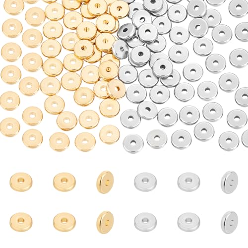 UNICRAFTALE 100 Stück Edelstahlperlen Abstandsperlen 2mm Flache Runde Perlen Lose Perlen Rondellperlen Metall Abstandsperlen Glatte Perlen Für Die Herstellung von Armbändern Und Halsketten Schmuck von UNICRAFTALE