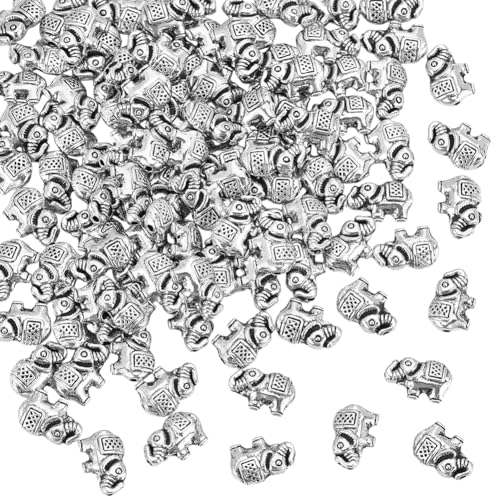 UNICRAFTALE 100 Stück Elefantenperlen Metall Abstandshalterperlen Glücksperlen Lose Abstandsperlen Tierperlen Perlen Tibetischen Stil Perlen Für Die Schmuckherstellung Armbänder Halsketten von UNICRAFTALE
