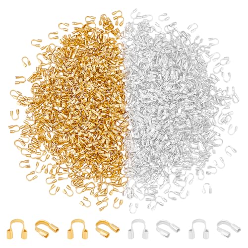 UNICRAFTALE 1000 Stück 2 Farben Drahtschutz Metalldraht Kabelschutz Metal U Drahtschutzschlaufen Fadenschutz Beschläge Für Ohrringe Armbänder Halsketten DIY Zubehör Loch 0.5mm von UNICRAFTALE