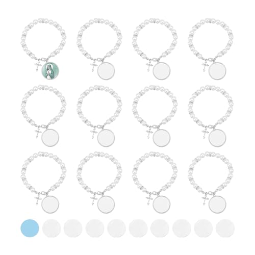 UNICRAFTALE 12 Set Lünette Armbänder Imitation Armbänder Blanko Perlenketten Herstellung Kit Rosenkranz Perle Blank Tablett Armreifen Armbandkette Blank Manschetten für DIY Armbänder Herstellung von UNICRAFTALE