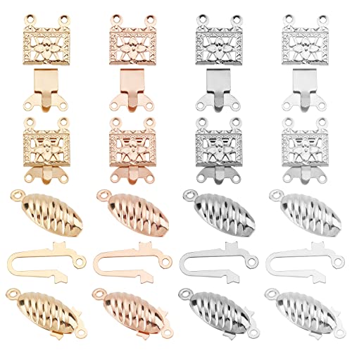 UNICRAFTALE 16 Sets 2 Stile Kastenverschlüsse Edelstahl Mehrsträngige Verschlüsse Endverschluss Schloss Halskettenverschluss Verbinder Für Die Schmuckherstellung DIY Craft15~21mm von UNICRAFTALE