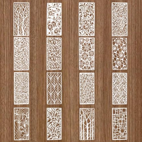 UNICRAFTALE 16 Stück Blätter Blumenschablonen Blumenmalschablonen Blumenschablonen Wiederverwendbare Kunststoffschablonen Zeichenvorlagen Für Holz Leinwand Tapeten Dekor Möbel Scrapbooking von UNICRAFTALE