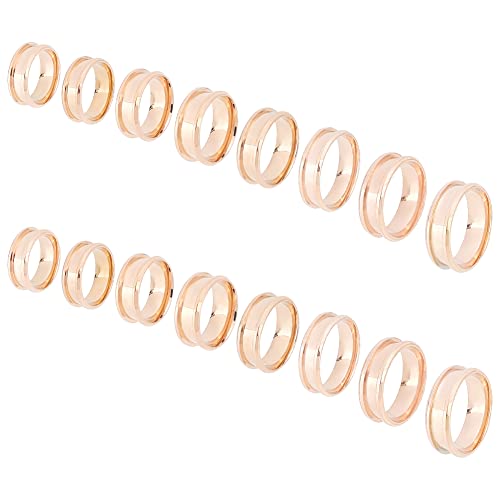 UNICRAFTALE 16 Stück Roségold Blanker Kernring 8 Größen Edelstahl Fingerring Für Inlay Runde Gerillte Leere Ringrohlinge Mit Samtbeuteln Für Die Schmuckherstellung UNICRAFTALE 16 Stück Roségold Blanker Kernring 8 Größen Edelstahl Fingerring Für Inlay Runde Gerillte Leere Ringrohlinge Mit Samtbeuteln Für Die Schmuckherstellung von UNICRAFTALE