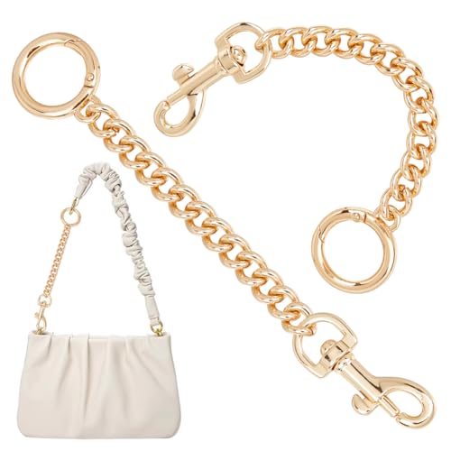 UNICRAFTALE 2 Stk Taschenkette Hellgold Taschen Verlängerungsketten 16cm Geldbörsenkette Metall Taschenverlängerung Mit Federring Und Drehbarem Karabinerhaken Für Taschengurte Ersatzzubehör von UNICRAFTALE