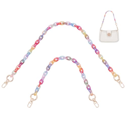UNICRAFTALE 2 Stück 44/63cm Lange Taschenketten Regenbogen Acryl Geldbörsengurt Taschenkettengriff Ersatzhandtasche Zubehör Dekoration Für Taschen Geldbörsen DIY Herstellung von UNICRAFTALE