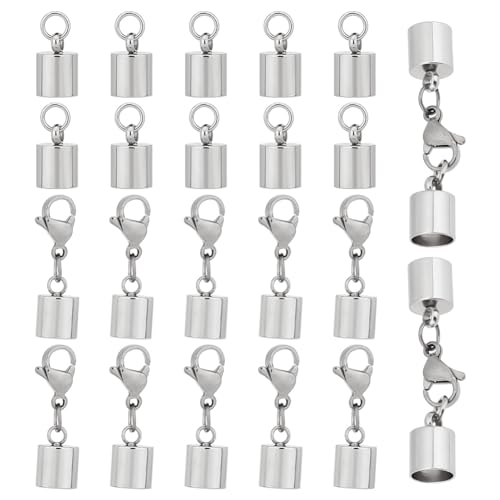 UNICRAFTALE 20 Paar Edelstahl Kordelendkappen Verbinder Mit Biegeringen Und Karabinerverschlüssen Lederkordelenden Crimp Endspitzen Für Die Schmuckherstellung UNICRAFTALE 20 Paar Edelstahl Kordelendkappen Verbinder Mit Biegeringen Und Karabinerverschlüssen Lederkordelenden Crimp Endspitzen Für Die Schmuckherstellung von UNICRAFTALE