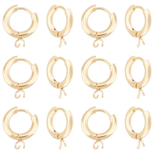 UNICRAFTALE 20 Stück Edelstahl Golden Huggie Creolen Ohrringe Echt 24K Vergoldet Mit Lochstiften 1mm von UNICRAFTALE
