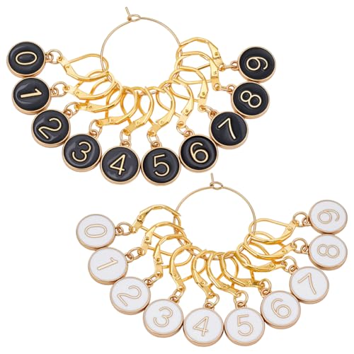 UNICRAFTALE 20 Stück Maschenmarkierer Mit 0~9 Zahlen Zum Häkeln 2 Farben Häkelmarkierer Aus Emaille Legierung Abnehmbarer Clip Auf Leverback Verschluss Charm Verriegelung Stricken Für Nähzubehör von UNICRAFTALE