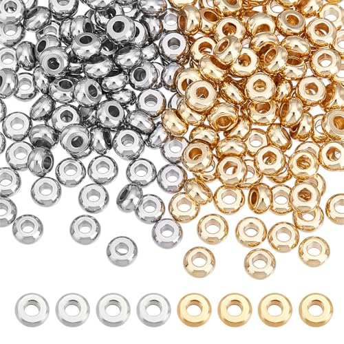 UNICRAFTALE 200 Stück Abstandsperlen 2 Farben Flach Rund 4mm Rondellperlen Edelstahl Lose Metallperlen Perlen Zum Herstellen von Armbändern Schmuckperlen Zur Schmuckherstellung UNICRAFTALE 200 Stück Abstandsperlen 2 Farben Flach Rund 4mm Rondellperlen Edelstahl Lose Metallperlen Perlen Zum Herstellen von Armbändern Schmuckperlen Zur Schmuckherstellung von UNICRAFTALE