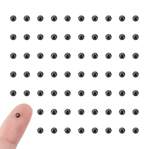 UNICRAFTALE 200 Stück Runde Abstandsperlen 3mm Lose Perlen Edelstahl Kleine Perlen Schwarze Perlen Abstandsperlen Runde Perlen Naht Glatte Perlen Für Die Herstellung von DIY Armbändern Und Halsketten von UNICRAFTALE