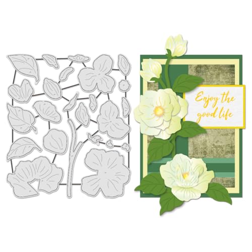 UNICRAFTALE 24 Stück Gardenien Blumen Metall Stanzformen Für Die Kartenherstellung Papierprägung Stanzformen Set Schablonen Vorlagen Form Aufbewahrungstaschen Zubehör DIY Scrapbooking Fotorahmen Album von UNICRAFTALE