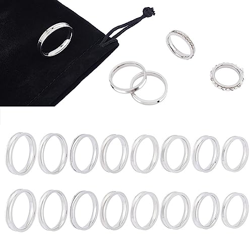 UNICRAFTALE 24 Stück Rohlinge Kern Ringe Größe 5-13 Edelstahl 2 mm Schmaler Gerillter Ring Mit Samtbeuteln Für Inlay Schmuck Ehering Herstellung von UNICRAFTALE