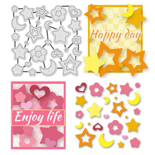 UNICRAFTALE 25 Stück Metall Stanzformen Stern Herz Mond Prägeschablonen Vorlage Form Scrapbooking Hintergrund Stanzungen Für Kartenherstellung Scrapbooking Papierbasteln Alben Briefmarken Dekoration von UNICRAFTALE