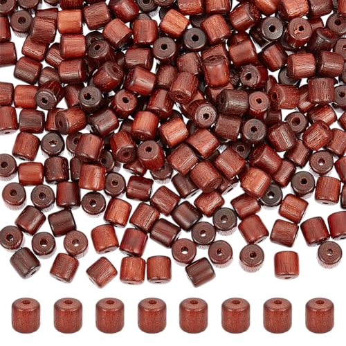 UNICRAFTALE 250 Stück 7mm Naturholzperlen Sattelbraun Gewachst Lose Abstandsperlen Holz Dekorationsperlen Säulenperlen Röhrenperlen Für Die Herstellung von DIY Halsketten Armbändern Und Schmuck von UNICRAFTALE