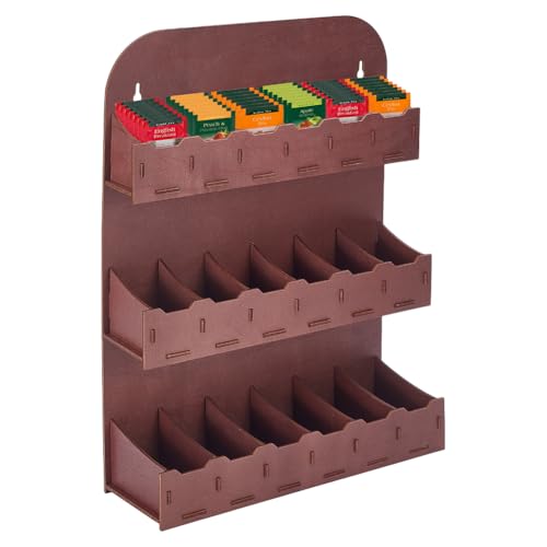 UNICRAFTALE 3 Stöckiger Teebeutelhalter Aus Holz Brown Vertikaler Teebeutel Organizer Aufbewahrungshalter Wandmontage Teebox Behälter Teebeutel Stationsständer Für Schrank Arbeitsplatte 27.2x9x36cm von UNICRAFTALE