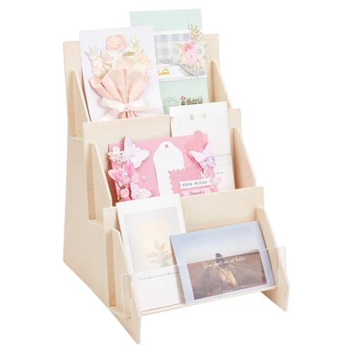 UNICRAFTALE 3 Stufiger Acryl Aufkleber Display Halter Grußkartenständer Holz Für Tragbarer Weihnachtsgrußkartenständer Aufbewahrung Aufklebern Für Briefmarken Postkarten Post Grußkartenhalter von UNICRAFTALE