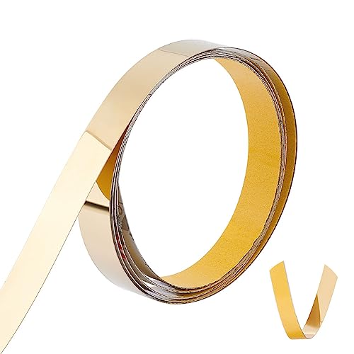 UNICRAFTALE 3 m Wandleiste 201 Edelstahl Abziehen Und Aufkleben Selbstklebende Flexible Zierleiste Wandleiste Für Wand Spiegel Möbel Tür Kleiderschrank Golden 30~30.5 mm Breit von UNICRAFTALE