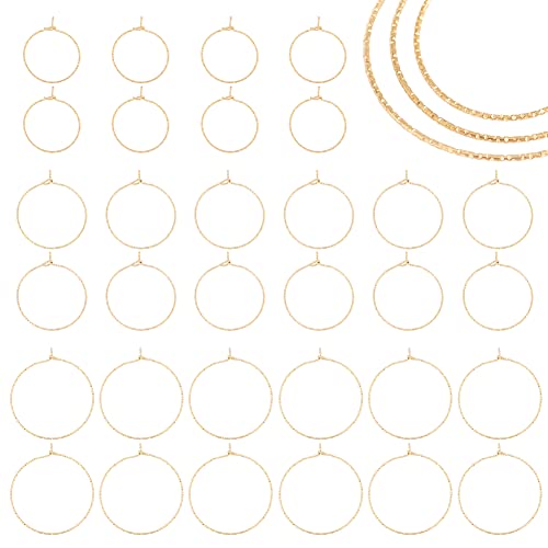 UNICRAFTALE 36 Stück 3 Größen Goldene Creolen 316 chirurgischer Edelstahl Creolen Zubehör Pin 0.6 mm Weinglas Charms Ringe Metall Creolen Für Die Schmuckherstellung 25~34x21~30 mm von UNICRAFTALE