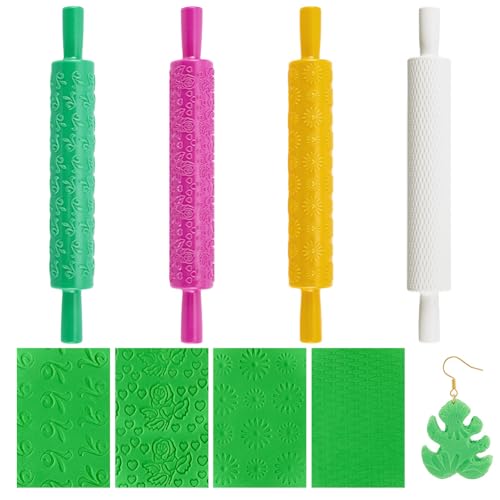 UNICRAFTALE 4 Stück 4 Farben Kunststoff Tonroller ModelliermusterRoller Set Töpfereimuster Roller Ton-Nudelholz Roller Kunststoff Nudelholz Polymer Ton Töpferei Stempel Modelliermuster Rollen Set UNICRAFTALE 4 Stück 4 Farben Kunststoff Tonroller ModelliermusterRoller Set Töpfereimuster Roller Ton-Nudelholz Roller Kunststoff Nudelholz Polymer Ton Töpferei Stempel Modelliermuster Rollen Set von UNICRAFTALE