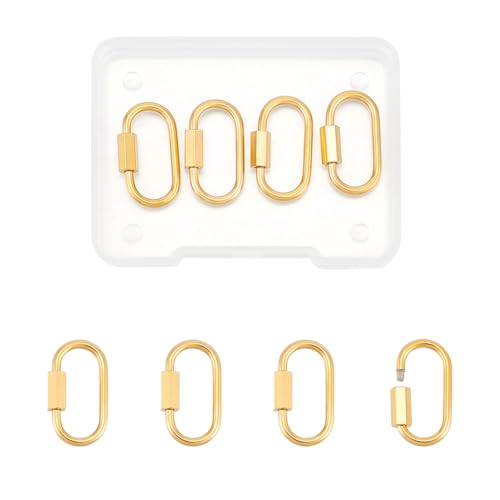 UNICRAFTALE 4 Stück Goldener Karabinerverschluss Schraubverschluss Edelstahl Ovaler Schraubverschluss Clip Verschlüsse Karabinerverschluss Metall Clip Haken Quick Link Für Schmuck Handtasche Zubehör von UNICRAFTALE