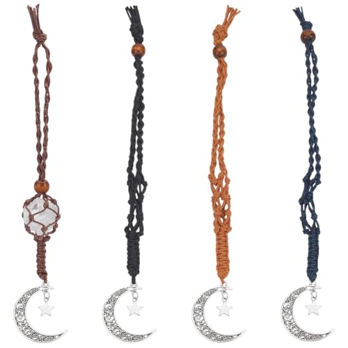 UNICRAFTALE 4 Stück Hängende Auto Ornamente Natürliche Edelstein Kristall Ornamente Mond Und Stern Autospiegel Hängezubehör Rückspiegel Dekoration Wandornament Fensterornament Zur Dekoration von UNICRAFTALE