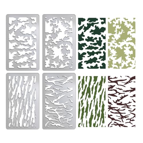 UNICRAFTALE 4 Stück Metallschablone Camo Schablonen Camouflage Muster Schablone Metall Schablone Digitale Farbschablonen Für Sprühvorlagen Wiederverwendbare Schablonen Zum Malen Stoff Tapetendekor von UNICRAFTALE