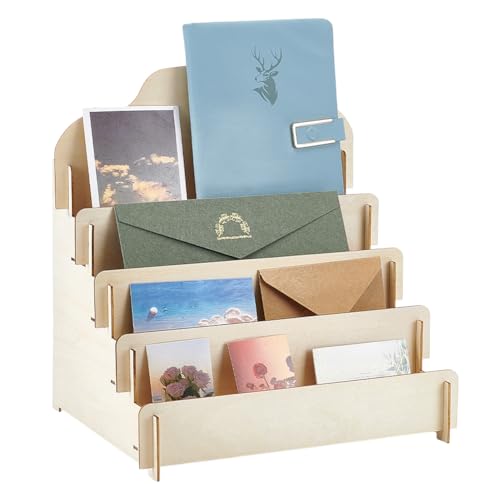 UNICRAFTALE 4 Stufiger Grußkartenständer Sammlerregal Holz Display Ständer Tragbarer Karton Aufkleber Display Ständer Mehrzweck Aufkleberständer Für Verkäufer Postkartenständer Postaufkleber von UNICRAFTALE