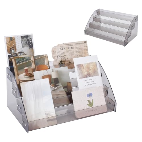 UNICRAFTALE 4 Stufiger Präsentationsständer Für Grußkarten Aus Acryl Tragbar Weihnachtskartenständer Aufbewahrung Aufkleber Organizer Briefmarken Postkarten Post Grußkartenhalter 30.5x18x14cm von UNICRAFTALE