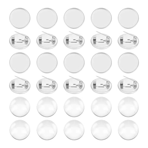 UNICRAFTALE 40 Sets 16mm Flache Runde Broschennadeln Mit Glas Cabochons 304 Edelstahl Brosche Lünetten DIY Brosche Herstellung Set Für Abzeichen Anstecknadeln Namensschilder DIY Schmuckherstellung von UNICRAFTALE