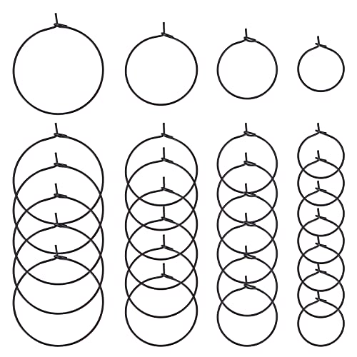 UNICRAFTALE 40 Stück 4 Größen Weinglas Charm Zubehör Elektrophorese Schwarz 316L Chirurgischer Edelstahl Creolen Zubehör 16-30 mm Durchmesser Creolen Perlen Ringe Für Die Schmuckherstellung von UNICRAFTALE