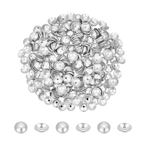 UNICRAFTALE 400 Stk Edelstahl Perlenkappen 4mm Perlenkappen Enden Abstandshalter Perlenkappen Perlenkegel Halbrunde Kappen Blumen Perlenkappen Für Armbänder Halsketten Ohrringe Schmuckherstellung von UNICRAFTALE