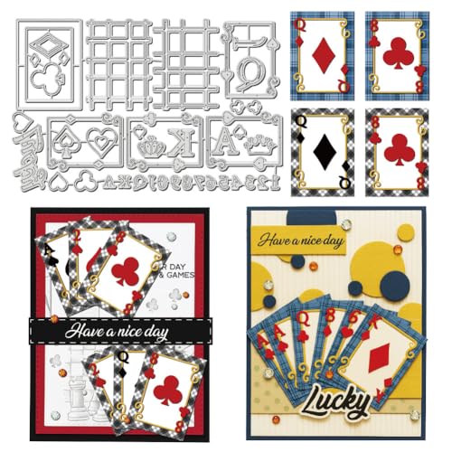 UNICRAFTALE 44 Stück Metall Schneidedübel Wiederverwendbare Poker Kartenspiel Prägeschablonen Hintergrundschablonen Für Kartenherstellung DIY Basteln Scrapbook Dekoration von UNICRAFTALE