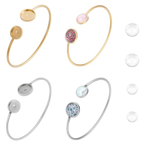 UNICRAFTALE 4Stk Doppelt Lünette Armbänder Gold DIY Rohlinge Set Blank Tablett Armreifen Edelstahl Armbandkette Blank Manschetten für Schmuck Herstellung von UNICRAFTALE