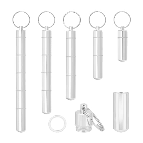 UNICRAFTALE 5 Stück Abnehmbare Mehrzweck Kleinbox Aus Platin Aluminiumlegierung Wasserdichter Und Geruchsdichter Metallröhrenbehälterhalter Mit Eisenschlüsselring Passt In Die Hosentasche Tragbar UNICRAFTALE 5 Stück Abnehmbare Mehrzweck Kleinbox Aus Platin Aluminiumlegierung Wasserdichter Und Geruchsdichter Metallröhrenbehälterhalter Mit Eisenschlüsselring Passt In Die Hosentasche Tragbar von UNICRAFTALE