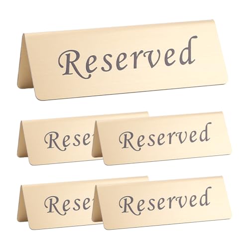 UNICRAFTALE 5 Stück Reserviert Schild Für Restaurants Goldenes Metall Tischschild Reserviert Für Tischplatten Doppelseitige Reserviert Tische Schilder Für Geschäftsbüros Hochzeiten Veranstaltungen von UNICRAFTALE