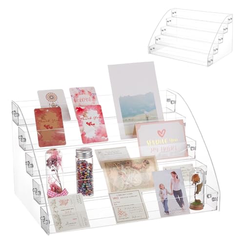 UNICRAFTALE 5 Stufiger Präsentationsständer Für Grußkarten Acryl Tragbarer Weihnachtsgrußkartenständer Aufbewahrung Organizer Stempeln Postkarten Post Grußkartenhalter Für Die Verkaufstheke von UNICRAFTALE