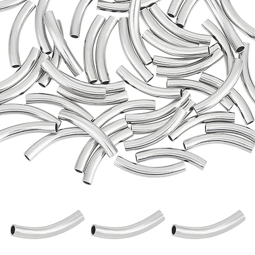 UNICRAFTALE 50 Stück Gebogene Rohrperlen Abstandsperlen Nudelperlen 201 Edelstahl Perlen Metallrohr Abstandsperlen Metall Perlen Für DIY Armbänder Halsketten Schmuckherstellung von UNICRAFTALE