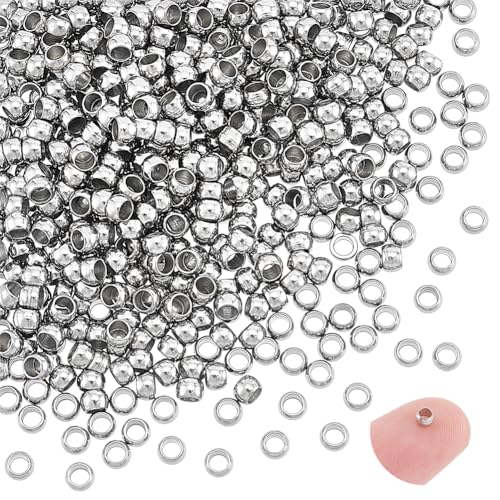 UNICRAFTALE 500 Stück Runde Quetschperlen Metall Abstandsperlen Armbandperlen Edelstahlperlen Winzige Rondell Quetschperlen Kleine Lose Glatte Perlen Für Die DIY Halskettenherstellung 3x2mm UNICRAFTALE 500 Stück Runde Quetschperlen Metall Abstandsperlen Armbandperlen Edelstahlperlen Winzige Rondell Quetschperlen Kleine Lose Glatte Perlen Für Die DIY Halskettenherstellung 3x2mm von UNICRAFTALE