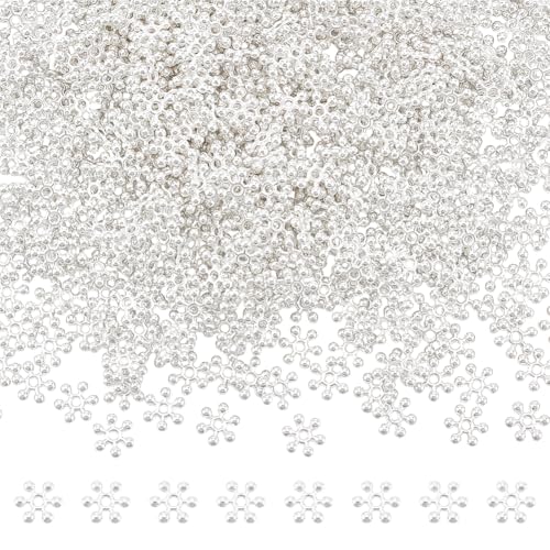 UNICRAFTALE 500 Stück Schneeflocken Abstandshalterperlen Splitterblume Lose Perlen 8.5mm Mini Winter Schneeflockenperlen Abstandshalter Blütenblattperlen Für Armbänder Ohrringe Weihnachtstag von UNICRAFTALE