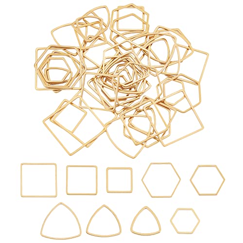 UNICRAFTALE 54 Stück 3 Stile 3 Größen 304 Edelstahl Verbindungsringe Dreieck Quadrat Sechseck Rahmen Verbinder Goldene Schmuck Charms Links Ringe Für Frauen Schmuckherstellung von UNICRAFTALE