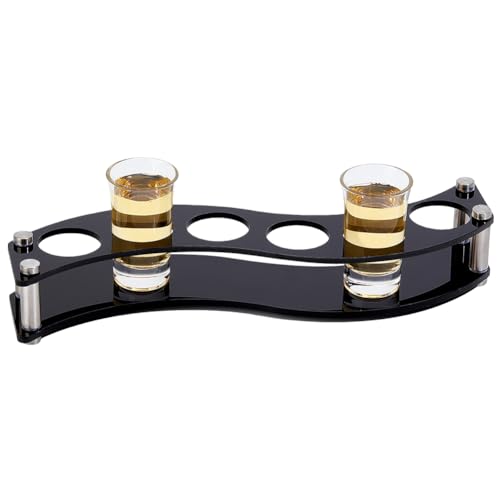 UNICRAFTALE 6 Schnapsglas Tabletthalter Schnapsglashalter Aus Acryl Weinglas Becher Serviertablett Becher Organizer Halter Gebogener Schwarzer Schnapsglas Display Für Bar Kneipe Party Familientreffen von UNICRAFTALE