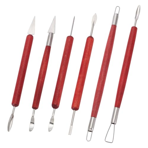 UNICRAFTALE 6 Stück Ton Modellierwerkzeuge Doppelseitiges Edelstahl Polymer Ton Werkzeug Holzgriff Töpferwerkzeuge Tonformwerkzeug Zum Prägen Schnitzwerkzeuge Und Zubehör von UNICRAFTALE